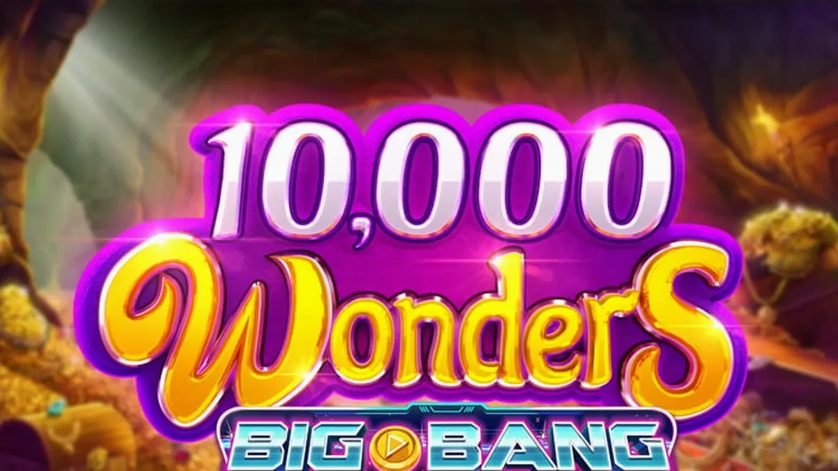 Interface visual do slot 10,000 Wonders Big Bang com seus 6 rolos.
