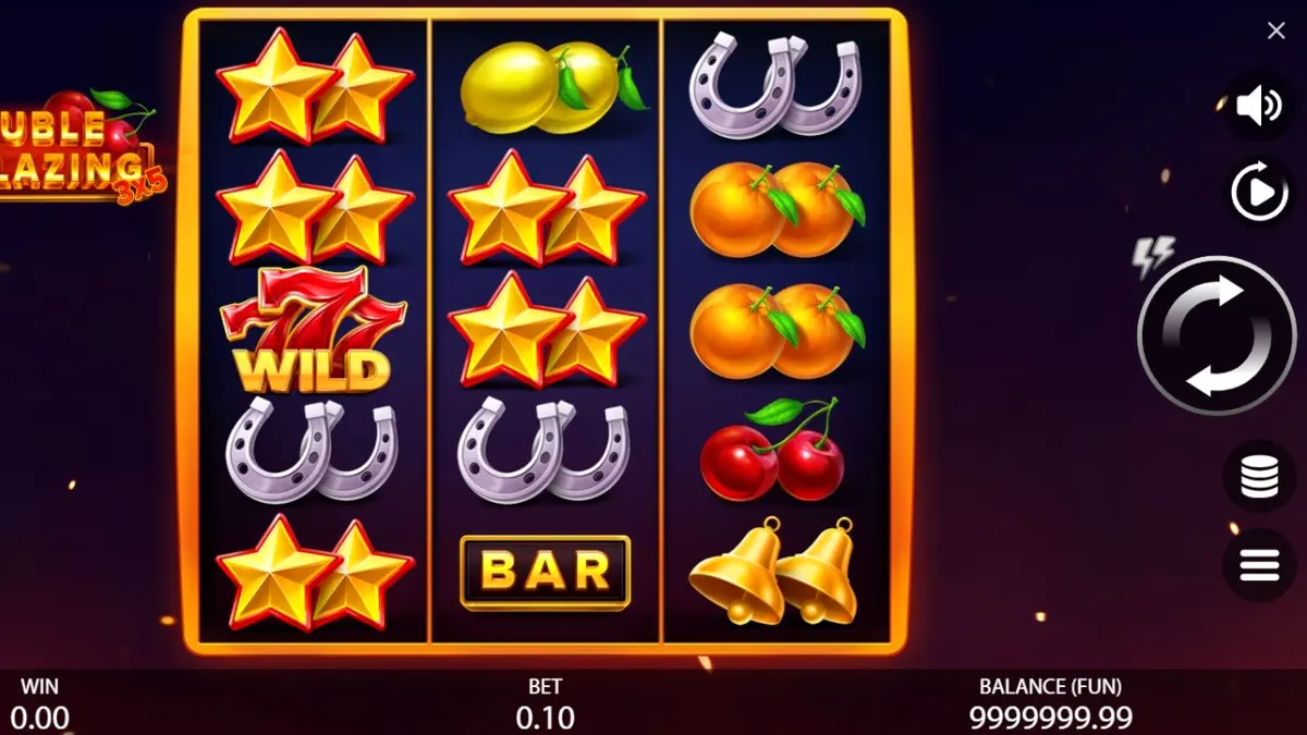Interface do slot 3×5 Double Blazing em um dispositivo móvel